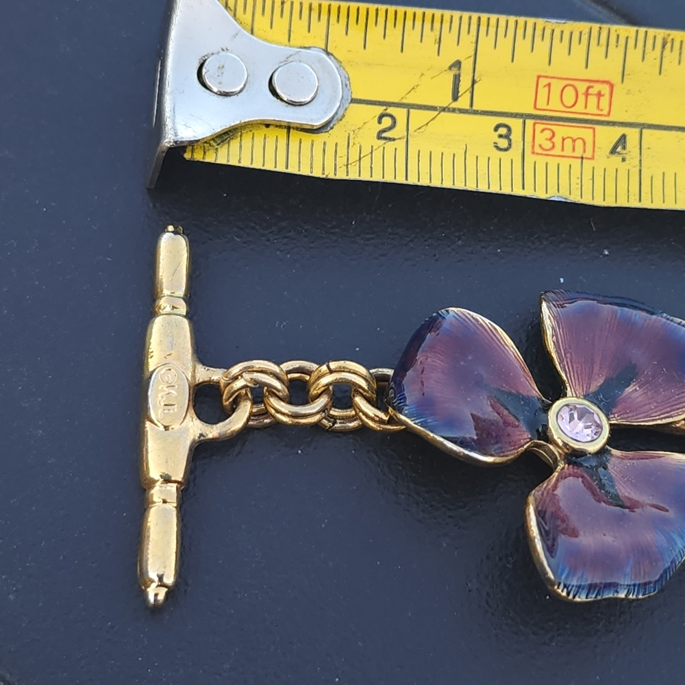 Vintage Kenneth Jay Lane KJL Signed Floral Link Bracelet - Pink & White Enamel - Picture 16 of 16